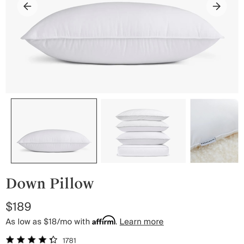 New Parachute Down Pillow King Size